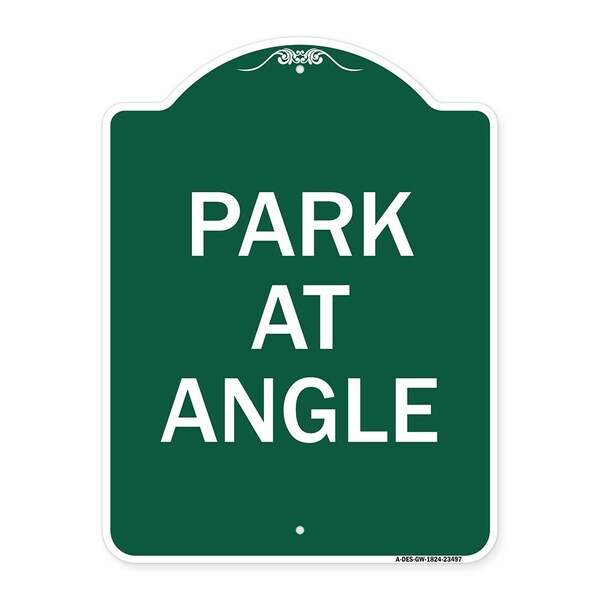 Designer Series Sign-Park Angle, Green & White Aluminum Architectural Sign, 18" x 24", GW-1824-23497